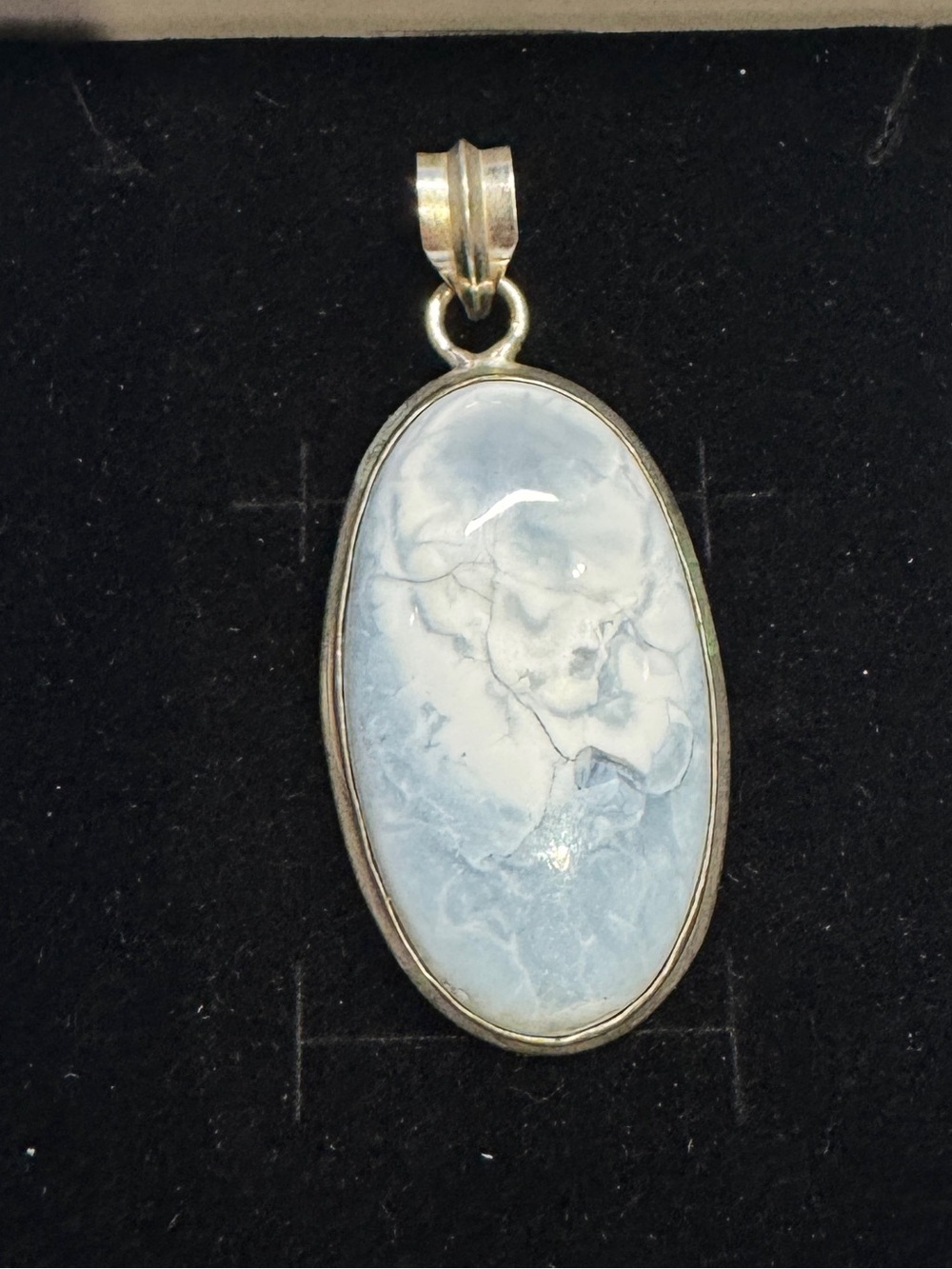 Blue Opal 925 Sterling silver Oval Pendant Necklace - Silver Setting